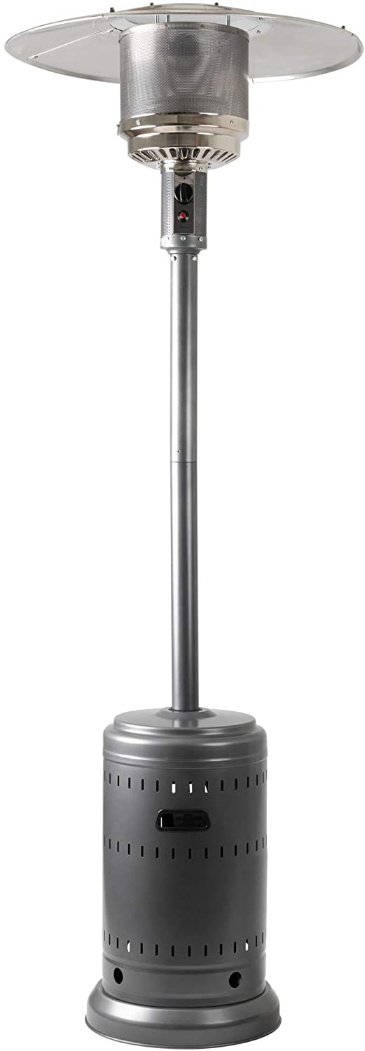 Outdoor Gas Patio Heater - Includes WEATHERPROOF COVER - Freestanding Outdoor Garden Heater with Drinks Table - Portable Wheels - 13.5KW (Black)