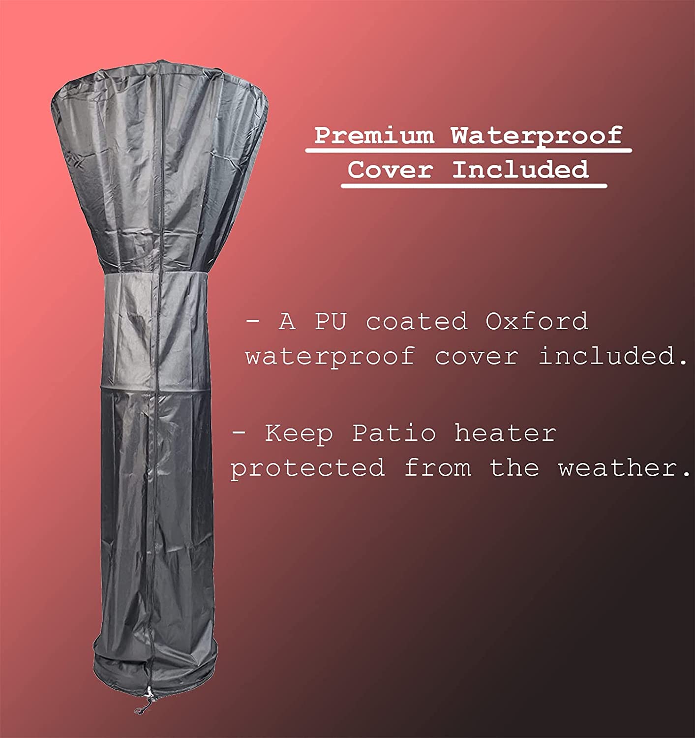Outdoor Gas Patio Heater - Includes WEATHERPROOF COVER - Freestanding Outdoor Garden Heater with Drinks Table - Portable Wheels - 13.5KW (Black)