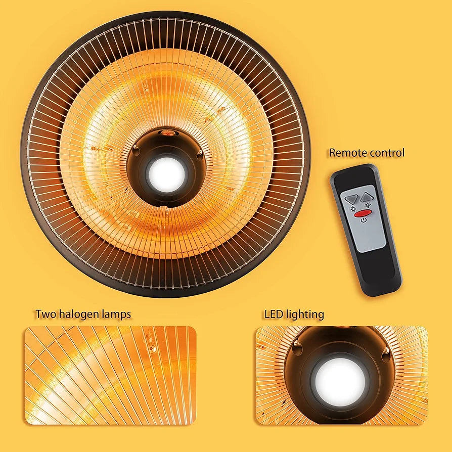 DONYER POWER Electric Outdoor Heaters for Garden Patio Heater with Remote Halogen Heater Ceiling Mounted, 800W/1200W/2000W Greenhouse Infrared Heaters